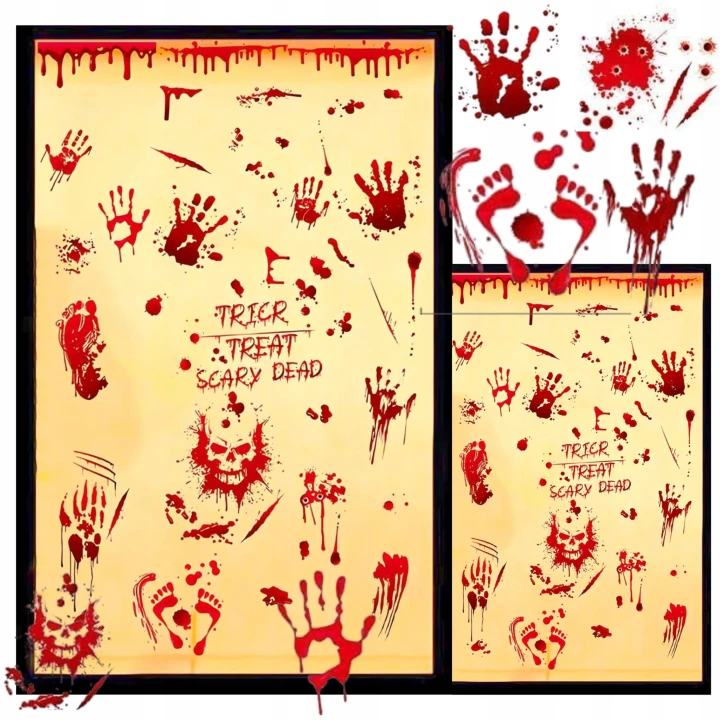 naklejki bloddy hand prints halloween