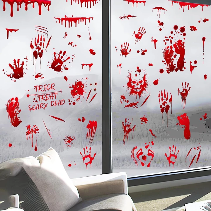 naklejki ślady stóp z krwi halloween