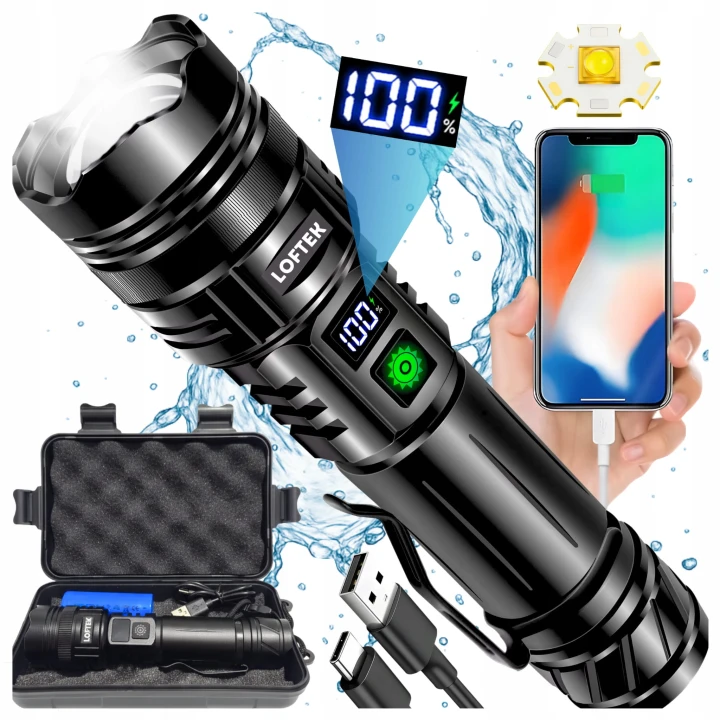 latarka led 20000lm akumulatorowa powerbank