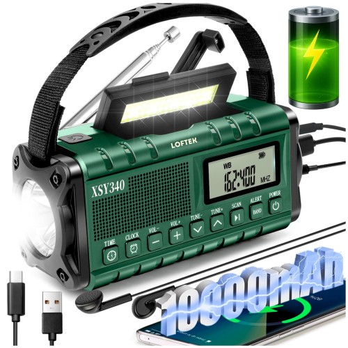 LOFTEK radio solarne dynamo powerbank 10000mAh – przód urządzenia