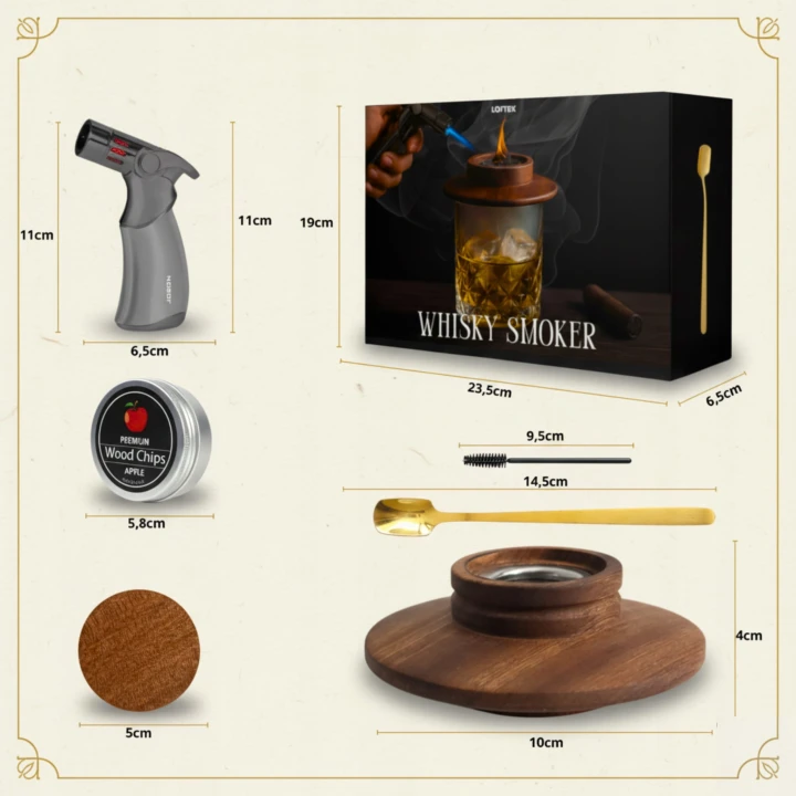 zestaw do wędzenia whisky z palnikiem i wiórkami