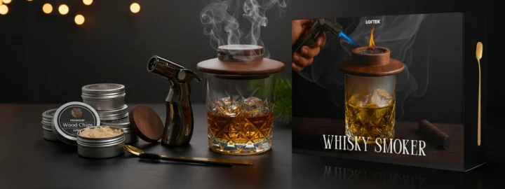 zestaw do wędzenia whisky LOFTEK czarny zestaw