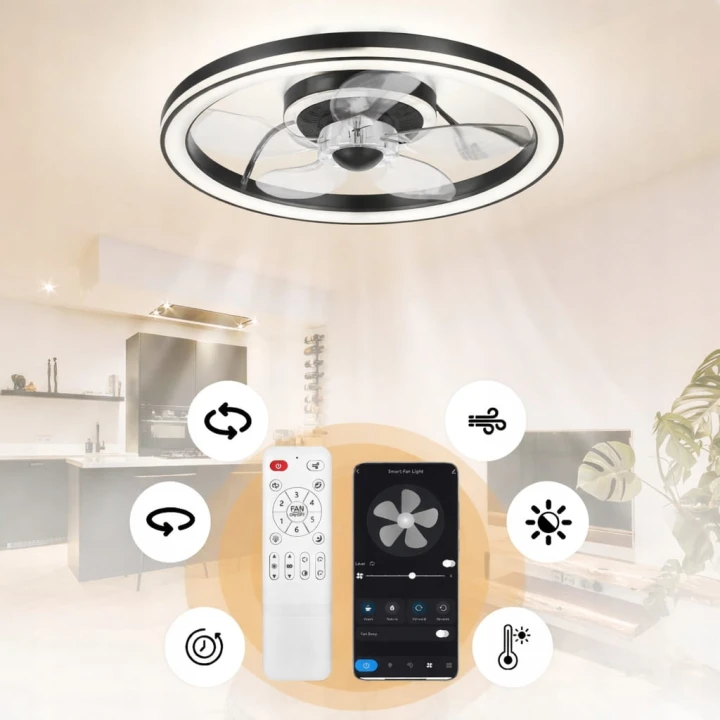 Wentylator sufitowy LED wymiary 48,2 cm kompaktowy
