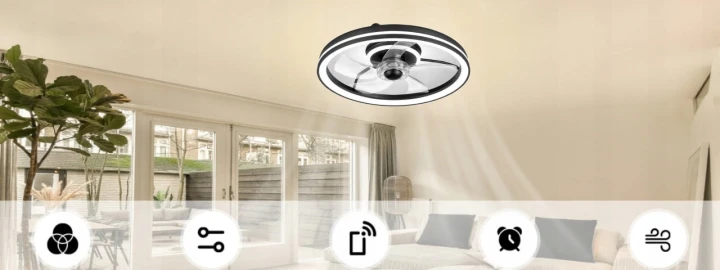 Lampa z wiatrakiem do niskich sufitów wysokość 12,5 cm