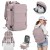 Różowy plecak w kilku ujęciach i na plecach kobiety