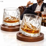 Szklanki do Whisky Obrotowe 2 szt. z Podstawkami 180ml Prezent dla Niego