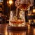 Whisky nalewana z karafki do obrotowej szklanki z młotkowanego szkła