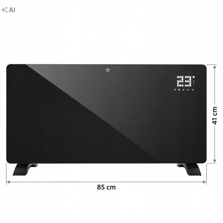 Wymiary grzejnika konwektorowego: szerokość 85 cm, wysokość 41 cm