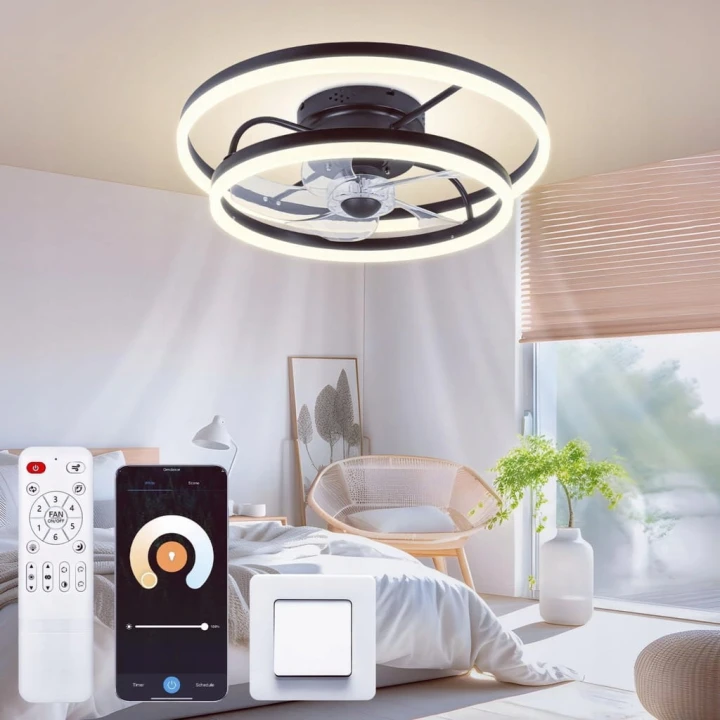 Lampa sufitowa LED z wentylatorem zimna barwa światła 7000K