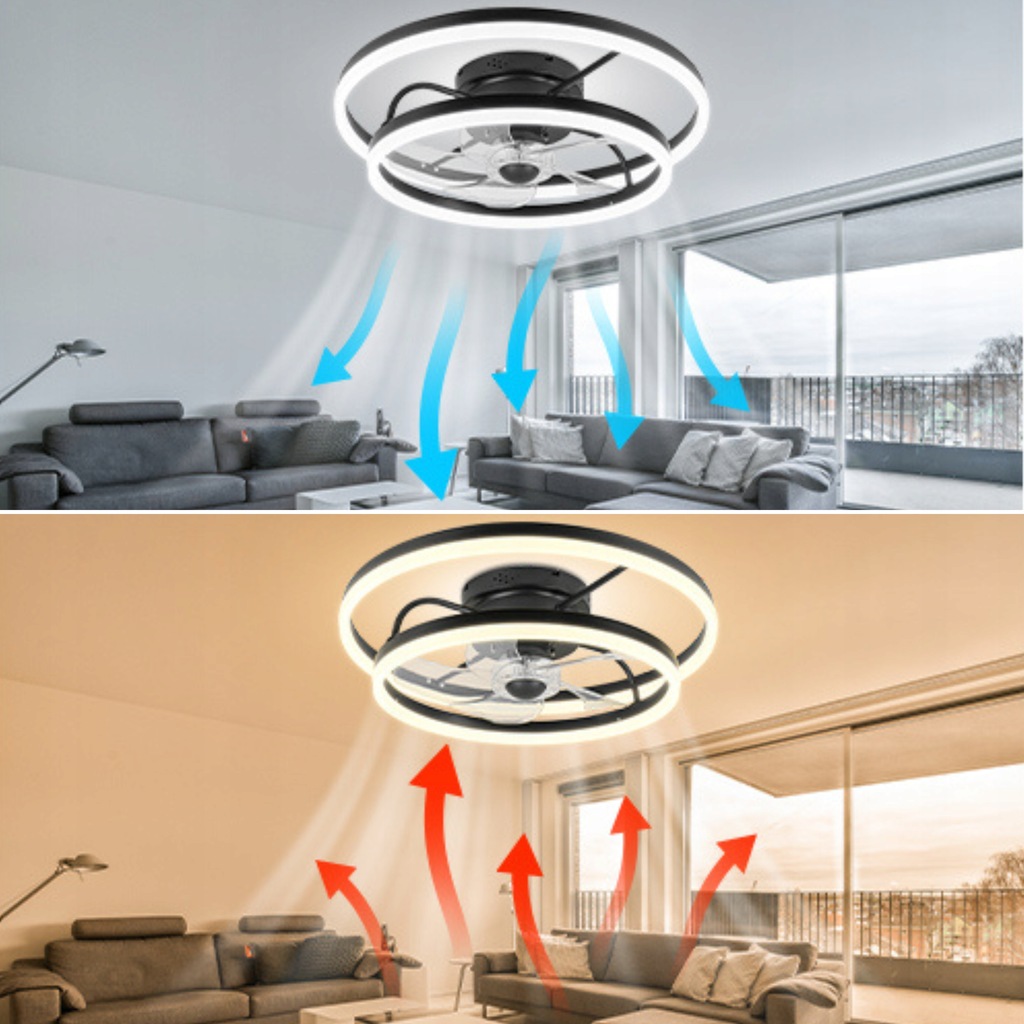 Wentylator sufitowy LED kierunek obrotu funkcja cofania zimowego