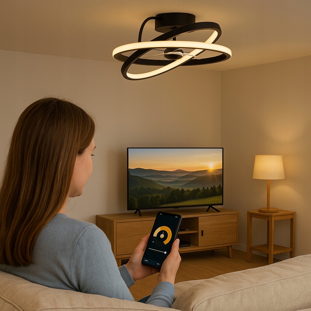 Lampa sufitowa LED z wentylatorem do montażu w salonie i sypialni