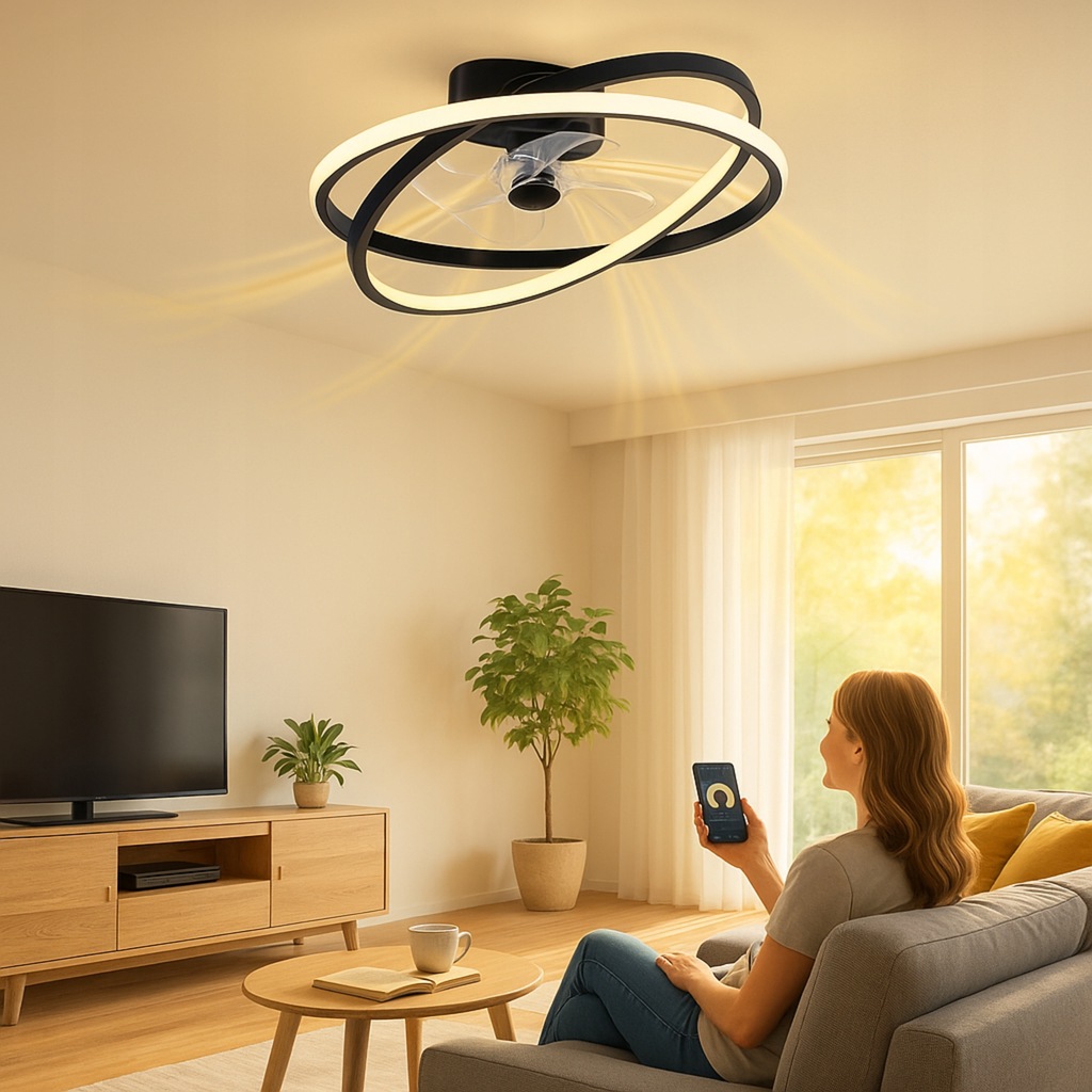 Nowoczesna lampa sufitowa wiatrak akryl i ABS średnica 50 cm